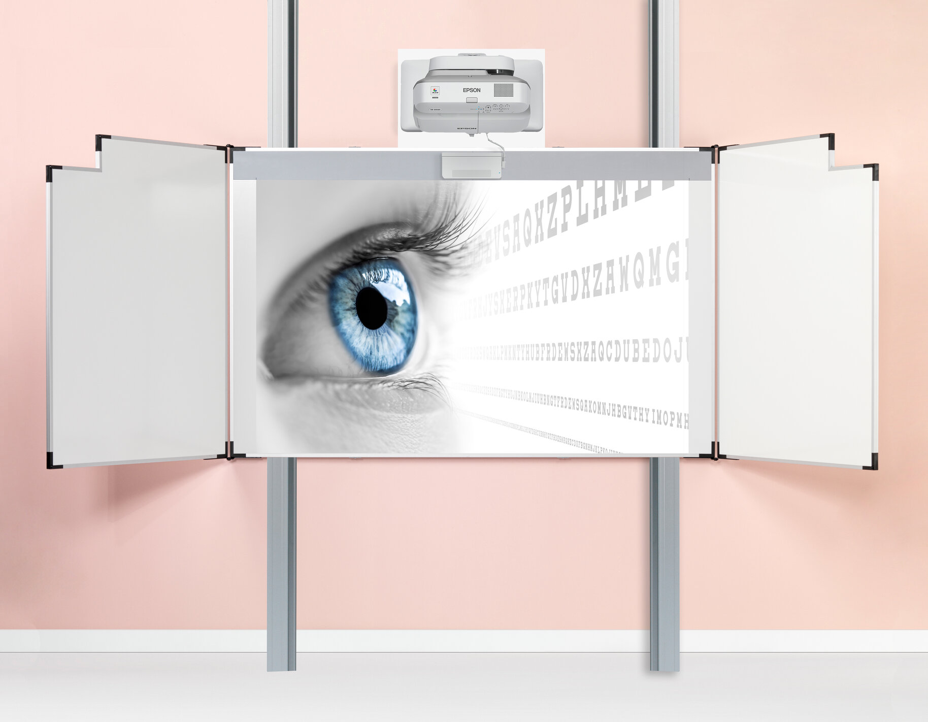 Vijfvlaks projectiebord Extraflat voor finger-touch projector - Hoogte verstelbaar op kolommen - Afbeelding 1